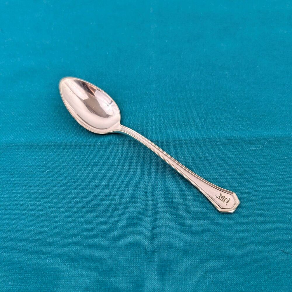 Demitasse Spoon Silverplate Monogrammed Reed & Barton Sierra 4 1/4 Inch 1914